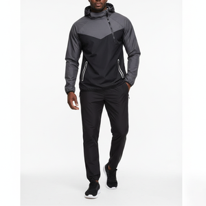 Combinaison de sauna amincissante color block pour entraînement à domicile, à capuche, demi-zip, taille ajustée, en polyester, vêtement de sport unisexe, épaisseur 0,15 mm - Product Image 5