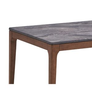 Bevis Engineered Stone <b>Top</b> <b>Dining</b> <b>Table</b> with Walnut Finish - Product Image 3