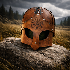 Medieval Viking Leather Liner Helmet Industrial/DIY Grade <b>Silver</b> Durable Leather Wearable Helmet Costume for Outdoor Use - Product Image 5