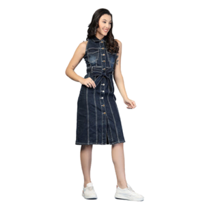 Vestido Midi Vaquero de Primera Calidad para Mujer, Estilo Casual para Uso Diario, Proveedor de Fábrica OEM ODM - Product Image 2