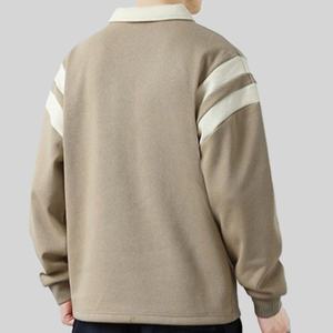 High Quality 65% Cotton 35% Polyester Long Sleeve Color Blocking Golf <b>Polo</b> <b>Shirt</b> Smart Casual Contrast Collar Sweatshirt For Men - Product Image 2