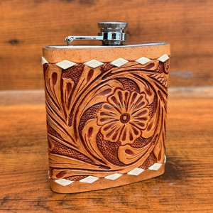 Venta al por mayor de fábrica personalizada de gran capacidad de cuero mecanizado a mano 7oz Petaca de licor de acero inoxidable personalizada - Product Image 3