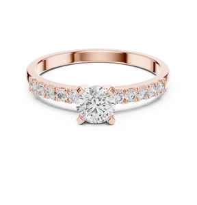 Bague en or rose à motif chevron ouvert avec diamants pour femme, bijoux minimalistes en moissanite, cadeau de mariage - Product Image 2