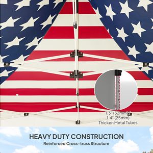 10FT X 10FT Heavy Duty Pop up <b>Canopy</b> <b>Tent</b> with UPF50+ Instant Sun Shelter Storage Pockets American Flag Sidewall - Product Image 4