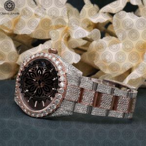 Charm Jewells Montre de luxe pour femme avec diamants, analogique, à quartz, boîtier rond, bracelet en acier inoxydable, fermoir pliant, 38 mm - Product Image 3