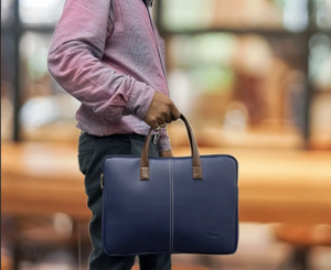 Porte-documents en cuir bleu pour homme, porte-documents exécutif en cuir, porte-documents professionnel en cuir pour le bureau - Product Image 3