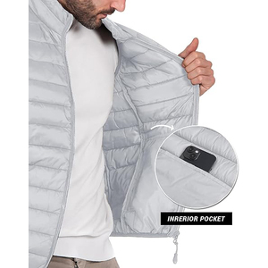 Pearl White Ultralight Quilted Puffer Vest Men Packable Sleeveless Insulated Core <b>Warmer</b> Wholesale - Product Image 3