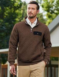 Sweat-shirt à col montant pour homme, 100% coton molletonné, hiver, fermeture éclair quart de tour, manches longues, broderie et impression numérique - Product Image 6