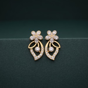 22K Solid Yellow Gold IGI Certified Lab Grown Diamond <b>Cuff</b> <b>Earrings</b> Women Bridal Indian Fine Jewelry - Product Image 4