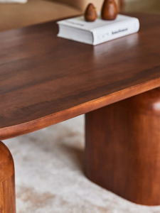 Modern Wooden Coffee <b>Table</b> Midcentury Design Handmade Living Room Furniture Oval Shape Rich <b>Brown</b> Finish - Product Image 5