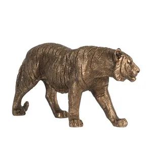 Handmade Bronze Tiger Sculpture 11.5 Inch Long Animal <b>Figure</b> Decor for Living Room Tabletop Display - Product Image 3