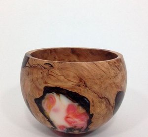 Bol à fruits décoratif en résine époxy et bois, fait main, décoration moderne pour la maison, centre de table de cuisine - Product Image 2