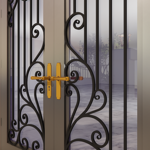 Porte d'entrée en fer forgé de luxe, porte en acier et verre sur mesure, porte d'entrée moderne décorative pour villa et maison résidentielle - Product Image 3