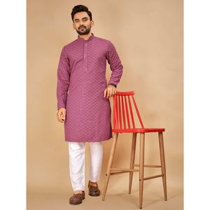 Rayon lucknowi seasive Work menkurta กับ payjama สีชมพู - Product Image 1