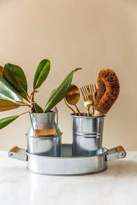 Classic Rustic Galvanized Cutlery Holder Metal <b>Utensil</b> <b>Storage</b> For Timeless Kitchen Style - Product Image 4