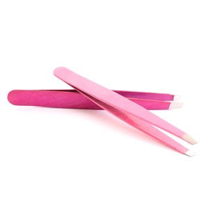 Pince à épiler professionnelle en acier inoxydable, colorée, à pointe oblique, lot de 4, étui inclus, étiquette privée personnalisée, pince à épiler écologique - Product Image 2