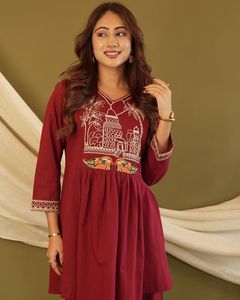 Conjunto de Dos Piezas de Algodón Bordado, Conjunto de Primavera y Verano Informal, Estampado, Top y Pantalón de Algodón - Product Image 1