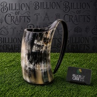 Chope à bière Viking de collection en corne de buffle, artisanale de qualité supérieure, style rustique médiéval, Billion of Crafts