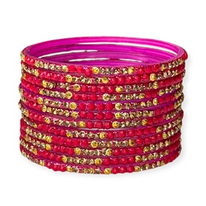 Bracelets en verre plaqués or rose tendance pour mariage avec détails taillés en diamant doré – Prix de gros - Product Image 3