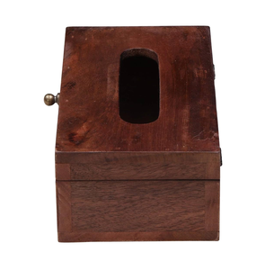 Caja de pañuelos de madera rectangular con tapa, diseño con perilla de latón, artesanía en madera de acacia, soporte para pañuelos, precio superior - Product Image 1
