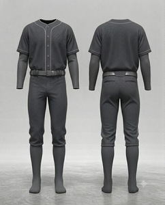 Men's <b>Baseball</b> Uniform Set Solid Color Short Sleeve Jersey Pants With Belt Button Closure Polyester Sportswear All Seasons - Product Image 1