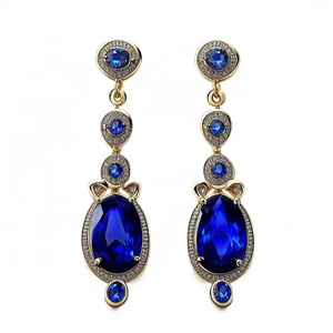 Factory Price 925 Sterling <b>Silver</b> Wedding Earrings Custom Blue Zircon Pearl Diamond Geometric Design Wholesale Trendy Product - Product Image 3