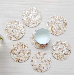 Premium <b>Abalone</b> <b>Shell</b> Inlay Coasters Handmade Round Drink Mats Luxury Dining Coffee Table Accessories - Product Image 4