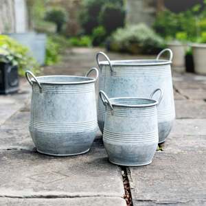 Pot de fleurs rustique en métal avec poignée annulaire, décoration de jardin extérieur pour topiaire en buis - Product Image 1