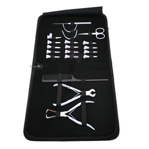 Kit d'outils professionnel pour extensions capillaires noires Micro Link avec pince de fermeture pour micro-anneaux en acier inoxydable, pince pour extensions adhésives et coupe-keratine - Product Image 1
