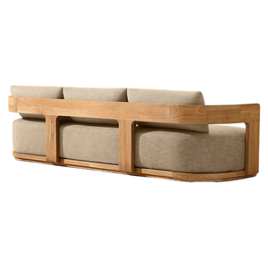 Contemporary Style <b>Outdoor</b> <b>Sofa</b> Solid Teak Curved Frame Three Seaters Premium Garden Lounge Modern Furniture Hotel Terrace - Product Image 3