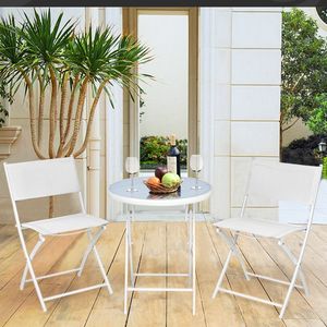 Set di 3 Pezzi Tavolo Bistrot Pieghevole per Balcone o Spazi Esterni per Uso in Giardino - Product Image 6