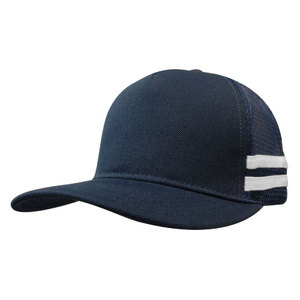 หมวกแก๊ปทรง Trucker ลายทาง ปรับขนาดได้ พร้อมโลโก้ 5 ชิ้น ด้านหลังเป็นตาข่าย สำหรับผู้ใหญ่ ใช้กลางแจ้ง สไตล์สตรีทแวร์ ผลิตในเวียดนาม - Product Image 1