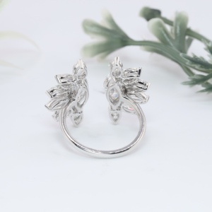 Luxury Marquise Lab Grown Open Cuff <b>Ring</b> Sunburst Marquise Pear Cluster <b>Cocktail</b> Statement <b>Rings</b> White <b>Gold</b> Fine Jewelry Women - Product Image 4