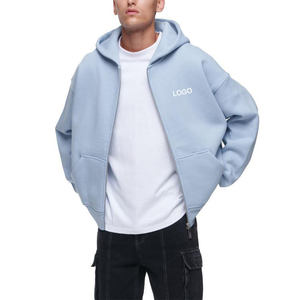 Custom Men's Heavyweight Cotton Fleece <b>Zip</b> Up Hoodie Premium Streetwear Private Label OEM ODM Manufacturer - Product Image 1