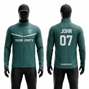 Chaqueta de Entrenamiento de Golf Unisex Premium, Tela de Forro Polar de Poliéster/Rayón de 330 g, Color Verde Sólido, con Capucha, Ecológica, Impermeable, con Estampado Personalizado - Product Image 1