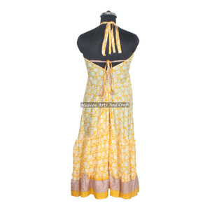 New Bohemian Vintage Silk Saree Boho <b>Dress</b> Women Floral Print Beach <b>Dress</b> Casual Ladies Slim Fit Printed <b>Custom</b> Summer <b>Dress</b> - Product Image 3