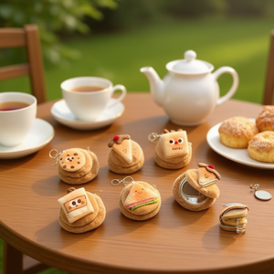 Portamonete a Specchio Serie Afternoon Tea 9Cm con Portachiavi in Peluche e Design di Cibo Carino per Donne e Ragazze - Product Image 3