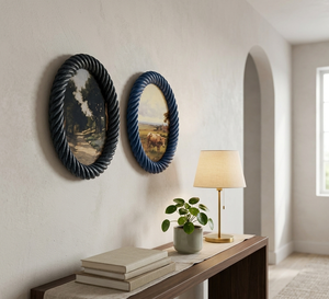 งานศิลปะตกแต่งผนังรูปวงรีทำมือ กรอบเรซิ่นบิดเกลียวพร้อมดีไซน์เชือก สีสันปรับแต่งได้ สไตล์วินเทจ กรอบรูปสำหรับตกแต่งบ้าน - Product Image 3