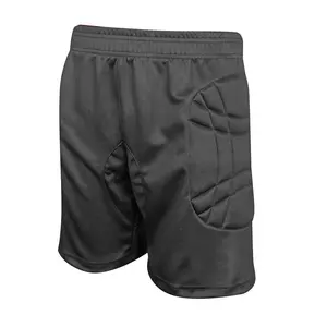 Design personalizado equipe logotipo impressão futebol goleiro preto calções acolchoados nova moda esportes treinamento respirável shorts com estofamento