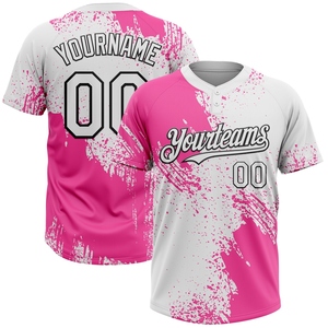 Wholesale Direct OMMIZ INDUSTRY Custom Pink White-Black 3D Pattern Abstract <b>Brush</b> Stroke Two-Button Unisex Softball Jersey - Product Image 1