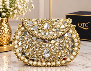 Black Rhinestone Pearl Luxury High Quality Fashion PU Evening Clutch Purse Chain Strap Floral Design for Party Wedding Banquet - Product Image 4