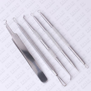 Ensemble professionnel de 5 outils en acier inoxydable pour éliminer les points noirs et l'acné, nettoyeur de pores avec certification CE ISO - Product Image 4