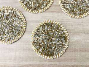 Sous-verre décoratif perlé avec broderies faites à la main pour table à manger, table basse et accessoires de cuisine à prix abordable - Product Image 3