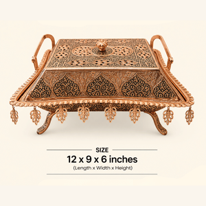 Traditional Copper Decorative <b>Box</b> With Handle And Leaf Charms For <b>Wedding</b> Decoration - Product Image 4