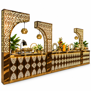 Comptoir de buffet en acier inoxydable illuminé de style royal filigrané King International pour hôtel, mariage, banquet, restauration - Product Image 1