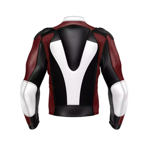 Men's Full Sleeve Color Blocked Leather Motorcycle <b>Jacket</b> Breathable All Seasons Adult Wear - Product Image 2