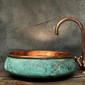 Lavabo Artístico de Cobre, Lavabo Hecho a Mano Único, Accesorio de Baño Premium con Textura Decorativa en la Superficie - Product Image 2