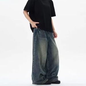 Venta al por Mayor de Jeans MUJIAN de Alta Calidad, Estilo Vintage, Pierna Recta y Ancha, Tallas Grandes, Unisex, Corte Holgado, Estilo Hip Hop y Urbano - Product Image 3