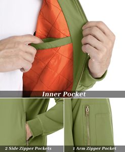 เสื้อแจ็คเก็ตบอมเบอร์ผู้ชายแบบมีปกตั้ง น้ำหนักเบา ระบายอากาศได้ดี สไตล์ลำลองสำหรับกิจกรรมกลางแจ้ง เหมาะสำหรับเล่นบาสเกตบอล มีกระเป๋าหลายช่อง ดีไซน์ทันสมัย สามารถปรับแต่งได้ - Product Image 5