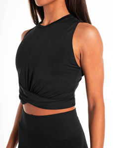 Fabricant de crop tops personnalisés en gros pour femmes, débardeur côtelé blanc en coton décontracté pour l'été - Product Image 3